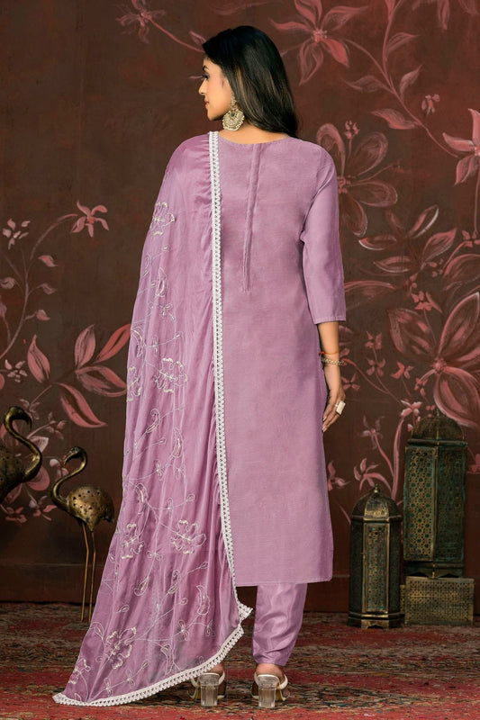 Light Purple Unstitched Modal Cotton Pant Style Suit NCUS11610176