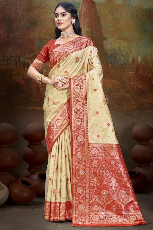 Light Red Silk Woven Traditional Saree NCSD11010234