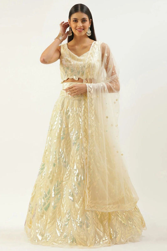 Light Yellow Soft Net Lehenga Choli NCLC10110104