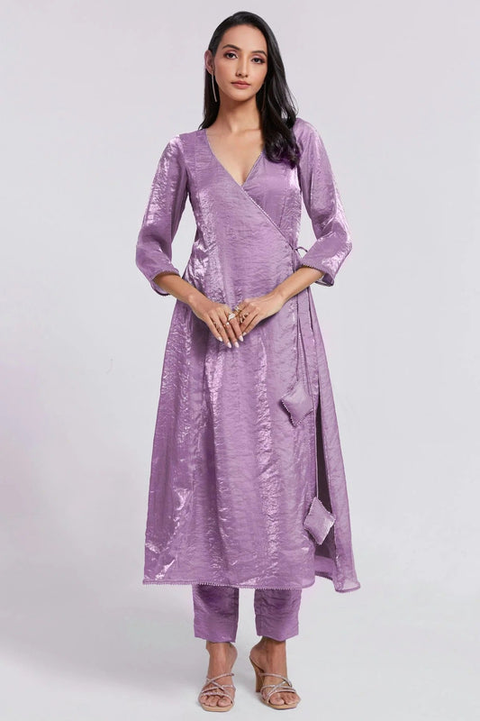 Lilac Pure Organza Indo Western Dress  NCTP10810161