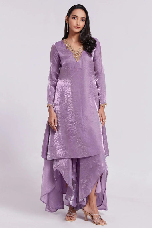 Lilac Pure Organza Indo Western Dress  NCTP10810164