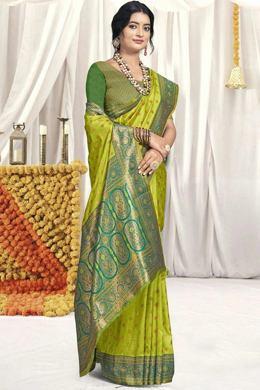 Lime Green Silk Traditional Saree NCSD11010432
