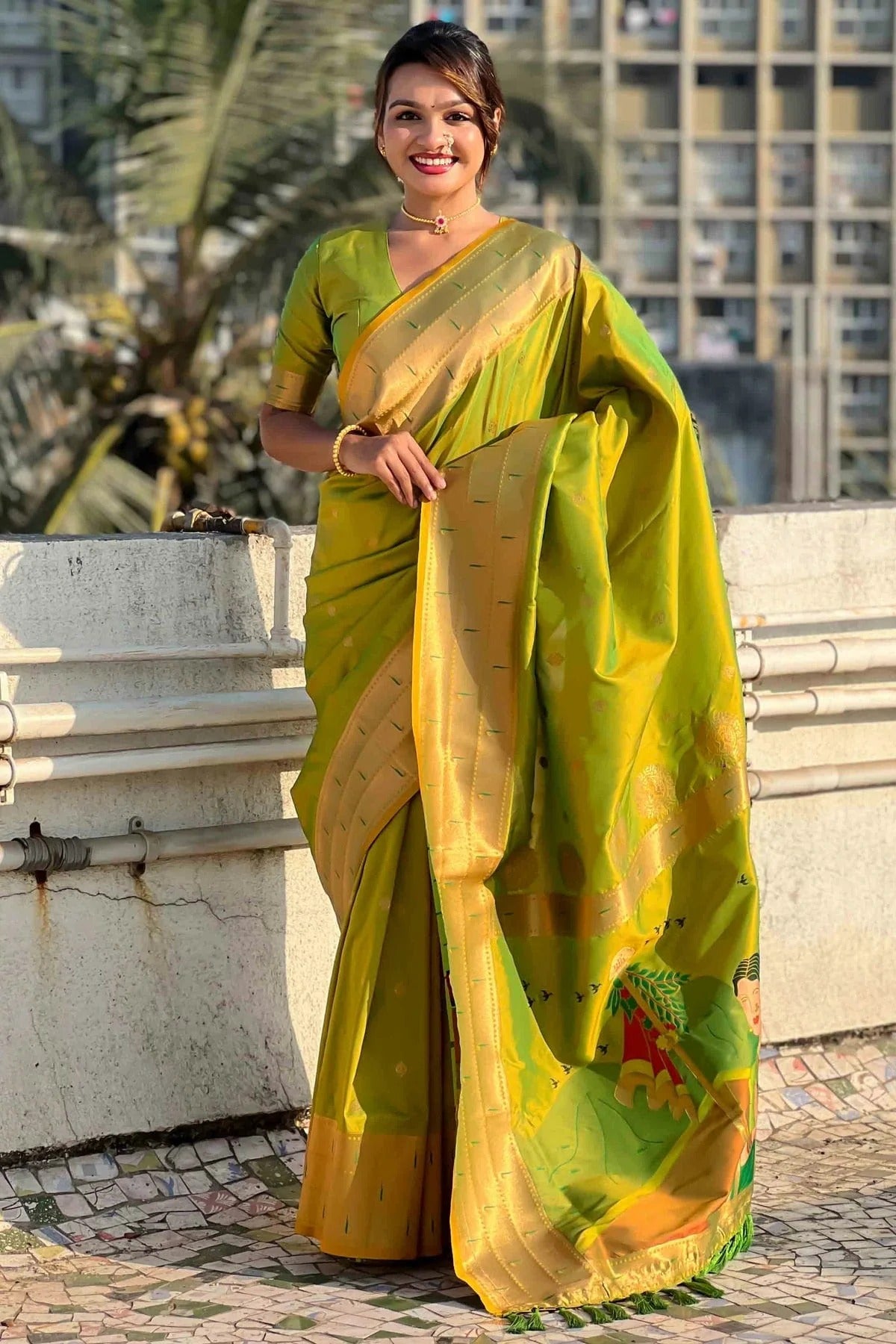 Lime Green Soft Silk Traditional Saree NCSD11111118