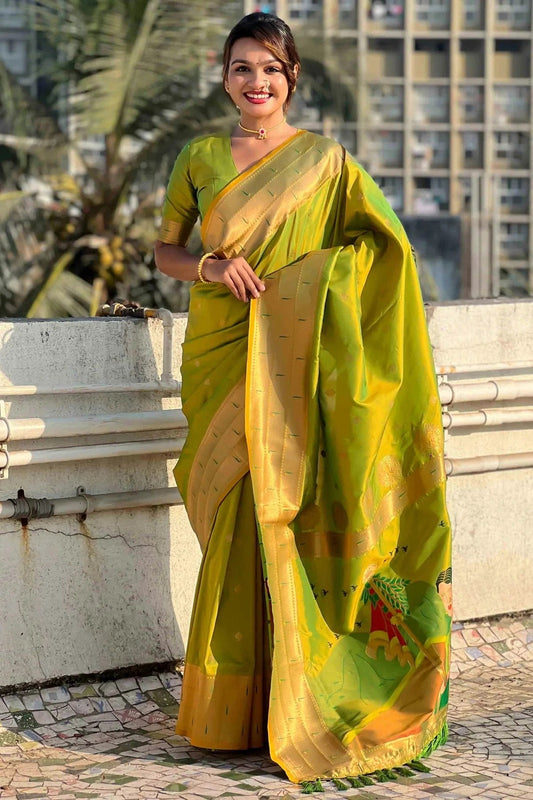 Lime Green Soft Silk Traditional Saree NCSD11111118