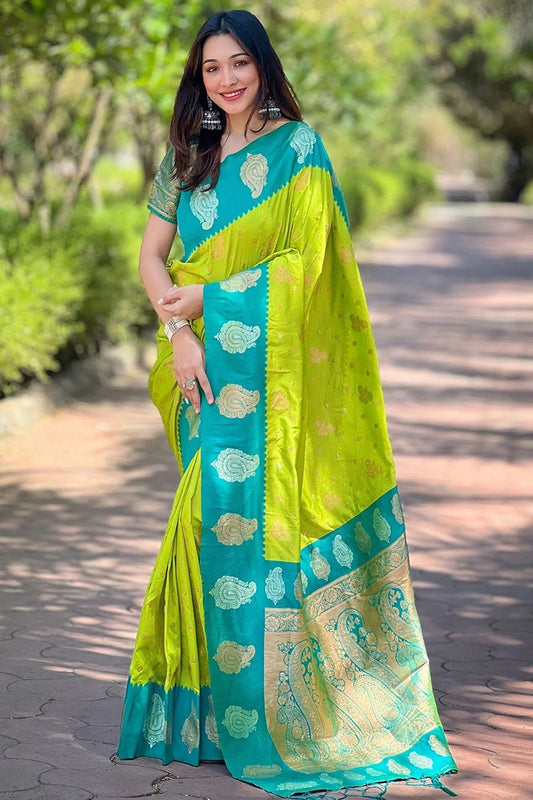 Lime Green Soft Silk Traditional Saree NCSD11111470