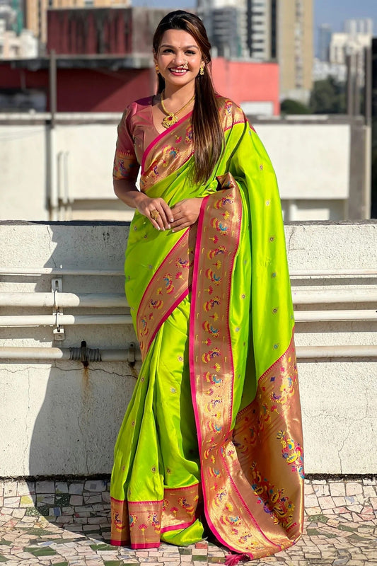 Lime Green Soft Silk Traditional Saree NCSD11111751