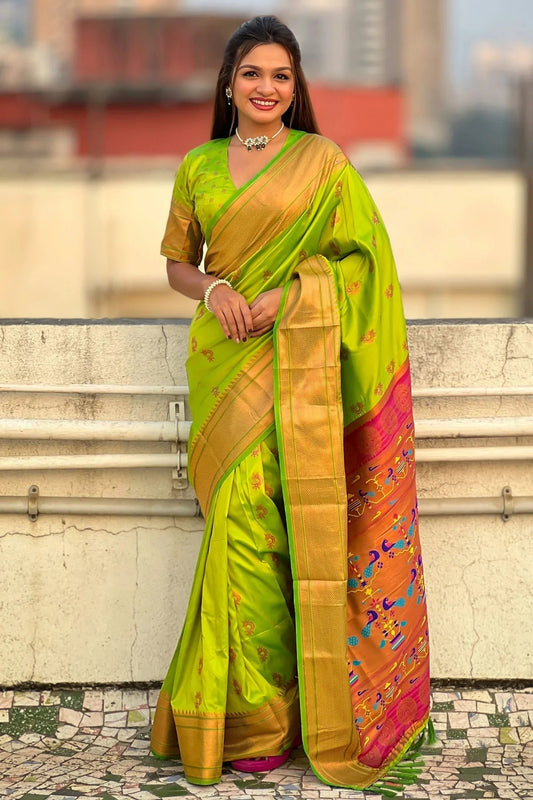 Lime Green Soft Silk Traditional Saree NCSD11111867