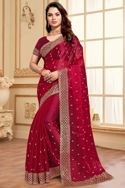 Magenta Burberry Silk Designer Saree NCSD11210257