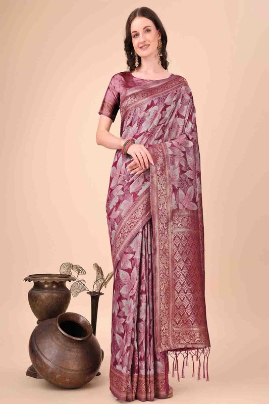 Magenta Cotton Printed Traditional Sarees  NCSD11110238