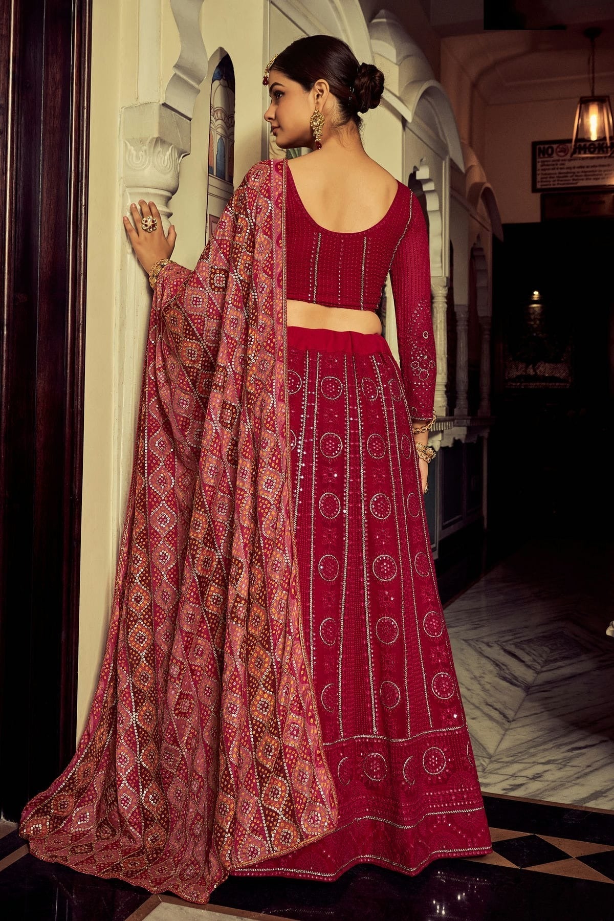 Magenta Embroidery Georgette Lehenga Choli NCLD10810274