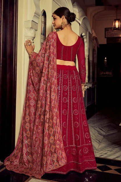 Magenta Embroidery Georgette Lehenga Choli NCLD10810274