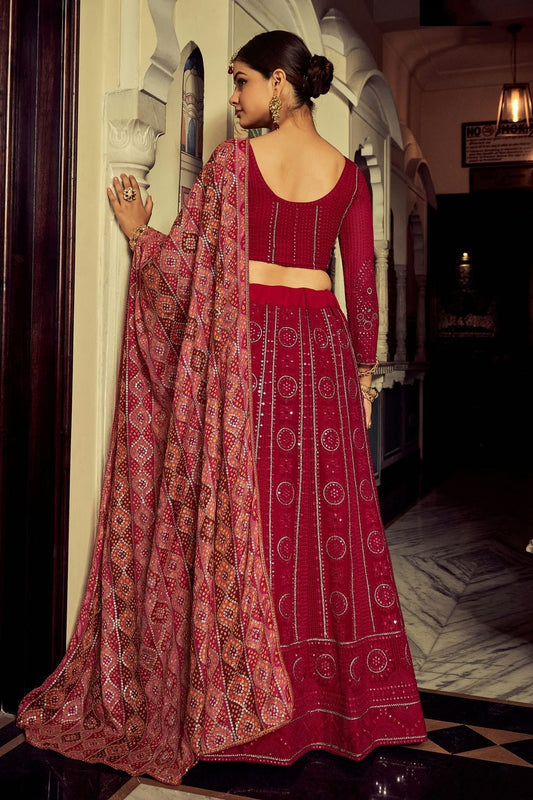 Magenta Embroidery Georgette Lehenga Choli NCLD10810274