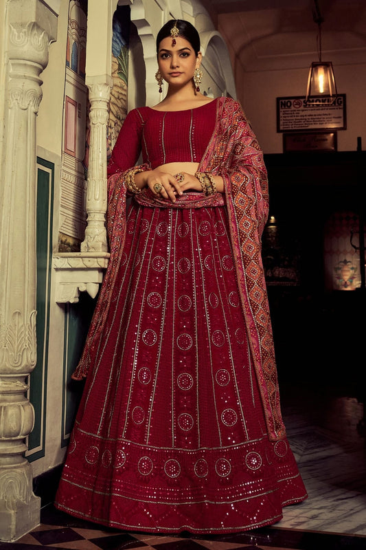 Magenta Embroidery Georgette Lehenga Choli NCLD10810274