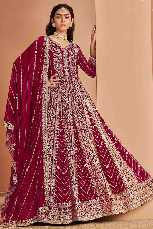 Magenta Faux Georgette Anarkali Suit NCSM10510112