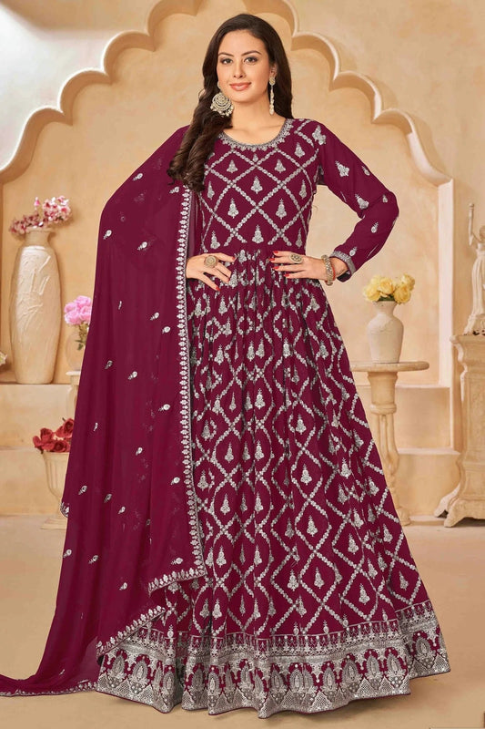 Magenta Faux Georgette Anarkali Suit NCSM10510118
