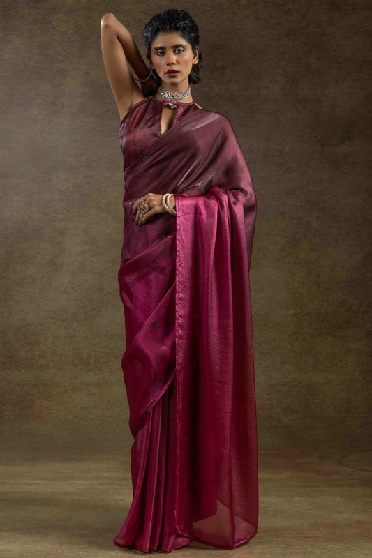 Magenta Fendi Satin Silk Ready To Wear Saree NCSD11210137