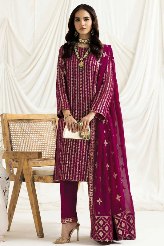 Magenta Georgette Semi Stitched Pakistani Suit NCSM12510205