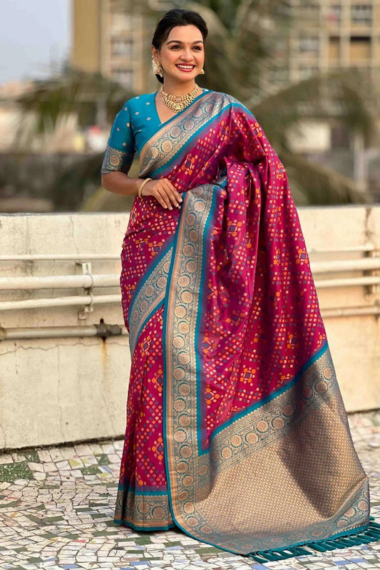 Magenta Meenakari Patola Silk Traditional Sarees  NCSD11110595