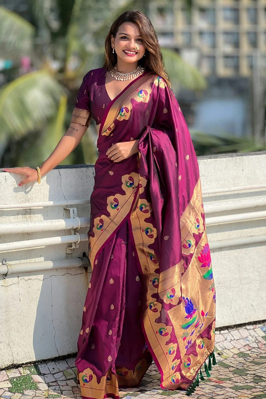 Magenta Paithani Silk Paithani Saree NCSD11112206