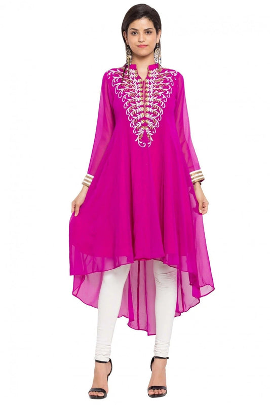 Magenta Plus Size Faux Georgette Kurti NCKR10710178