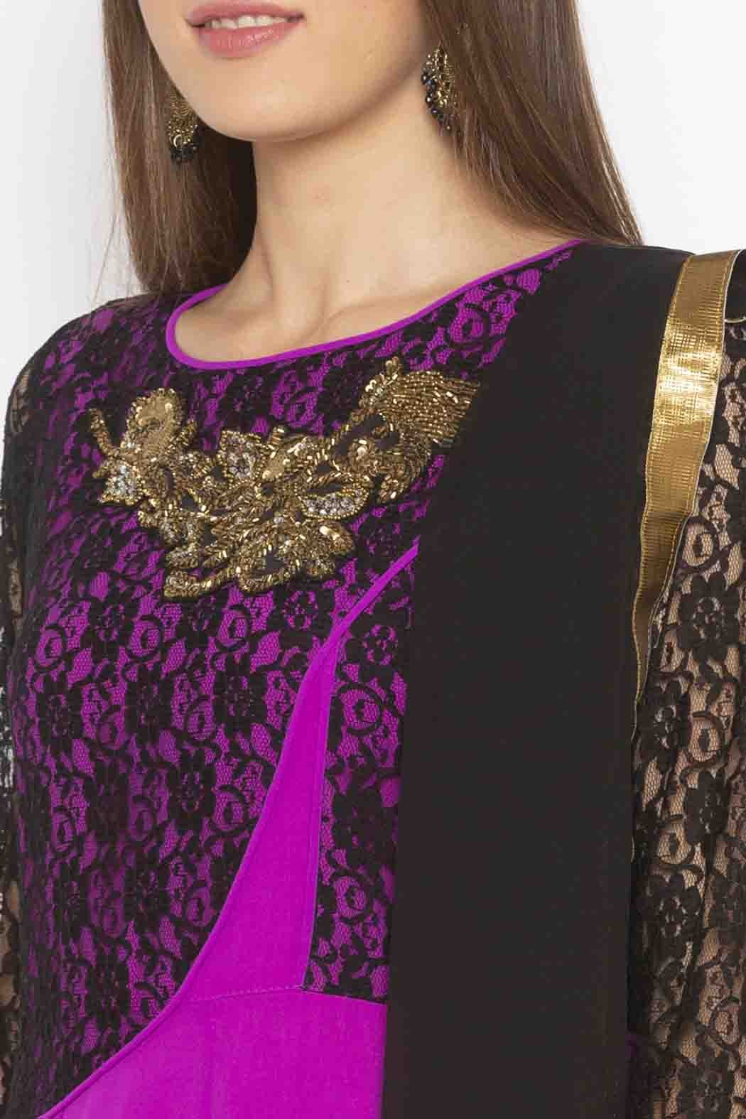 Magenta Plus Size Georgette Embroidery Palazzo Pant Suit NCSS10710645