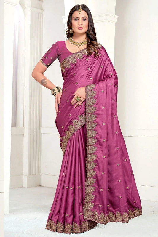 Magenta Satin Designer Saree NCSD11210228