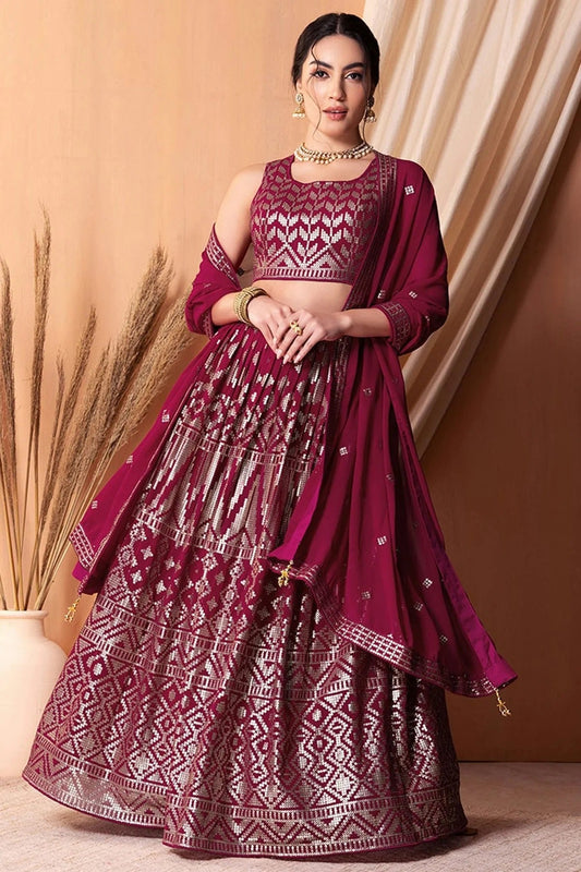 Magenta Semi Stitched Georgette Lehenga Choli NCLC10110102