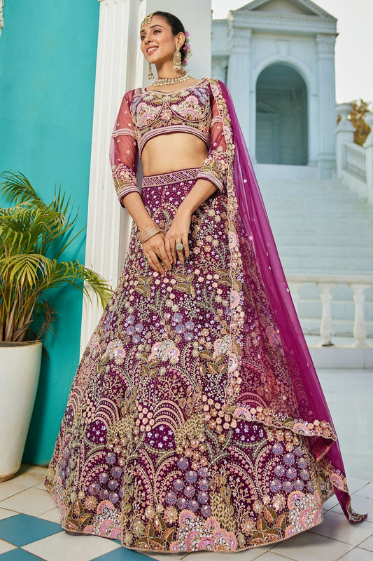 Magenta Semi Stitched Net Lehenga Choli NCLC11111238