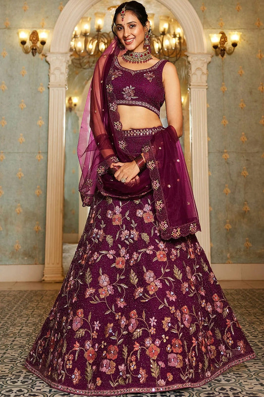 Magenta Semi Stitched Net Lehenga Choli NCLC11111241