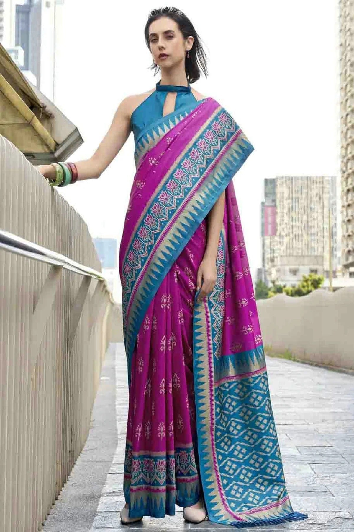 Magenta Soft Silk Printed Traditional Sarees  NCSD11110284