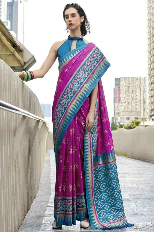 Magenta Soft Silk Printed Traditional Sarees  NCSD11110284