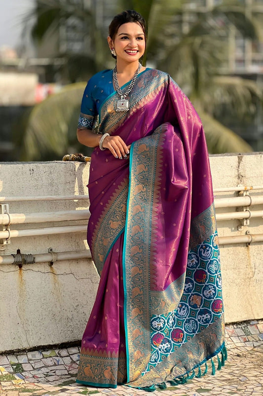 Magenta Tissue Traditional Saree NCSD11111196