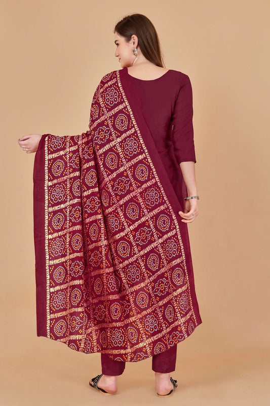 Magenta Unstitched Banarasi Jacquard Straight Suit NCUS11610319