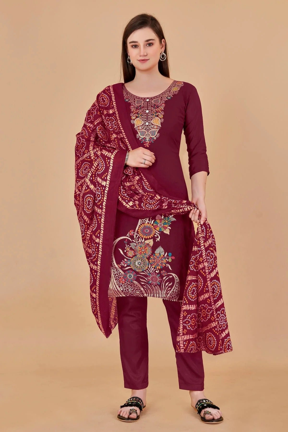 Magenta Unstitched Banarasi Jacquard Straight Suit NCUS11610319
