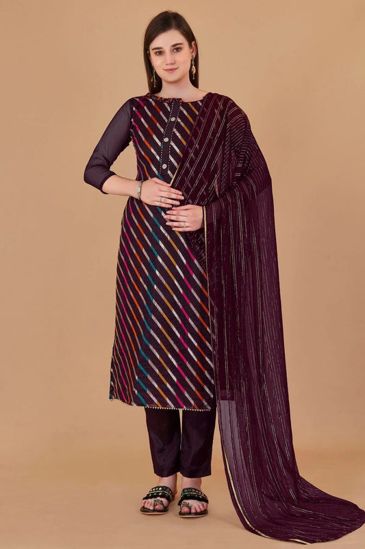Magenta Unstitched Organza Jacquard Straight Suit NCUS11610302