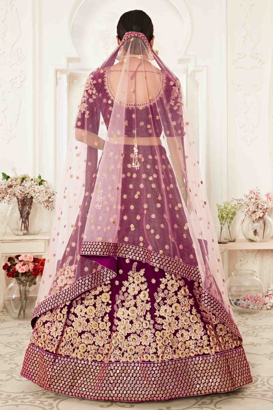 Magenta Velvet Designer Lehenga Choli NCLC10110370
