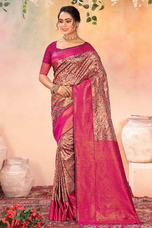 Magenta Woven Kanjivaram Silk Saree NCSD11010486