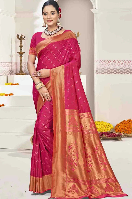 Magenta Woven Silk Traditional Saree NCSD11010110