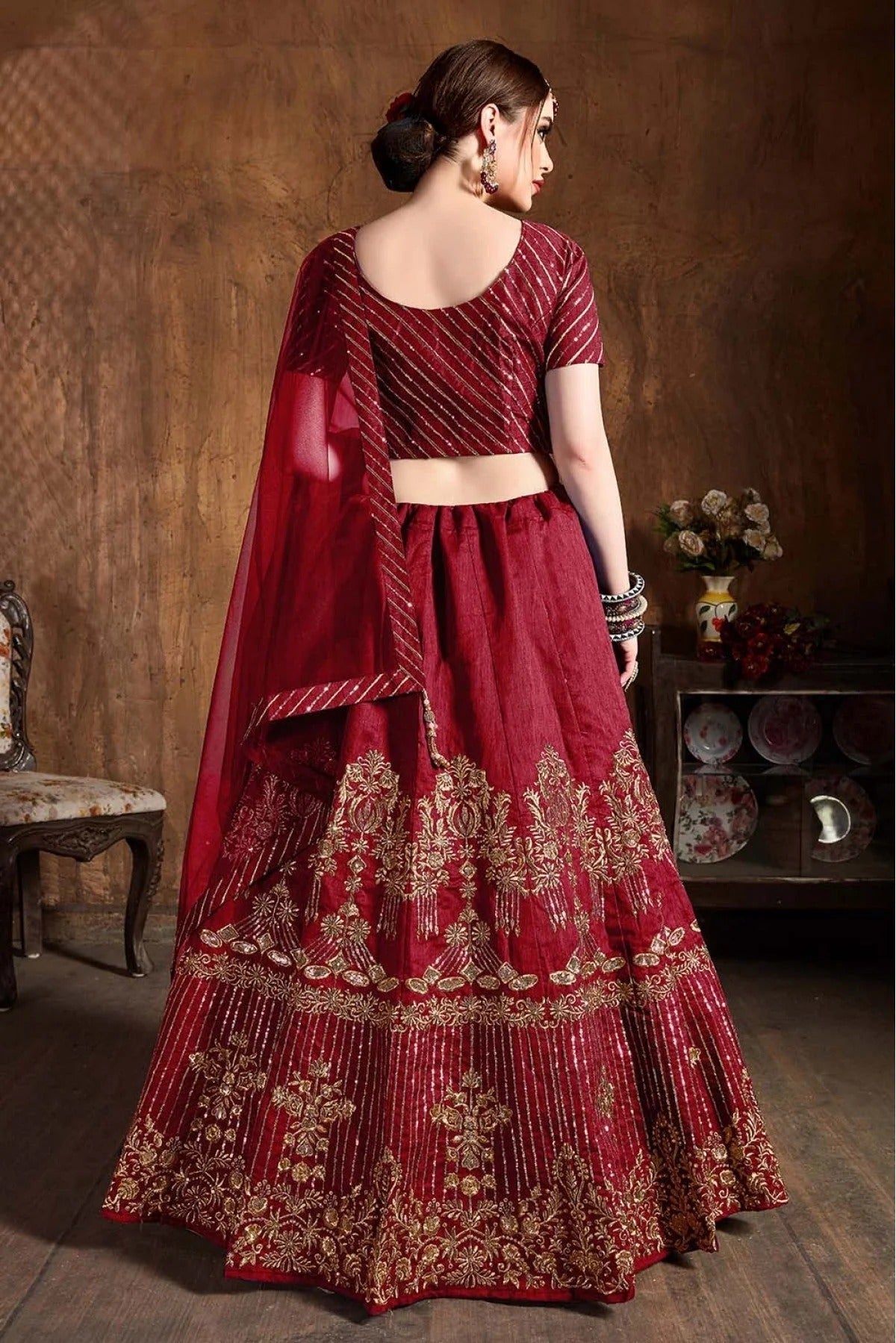 Maroon Art Silk Lehenga Choli NCLC10110311