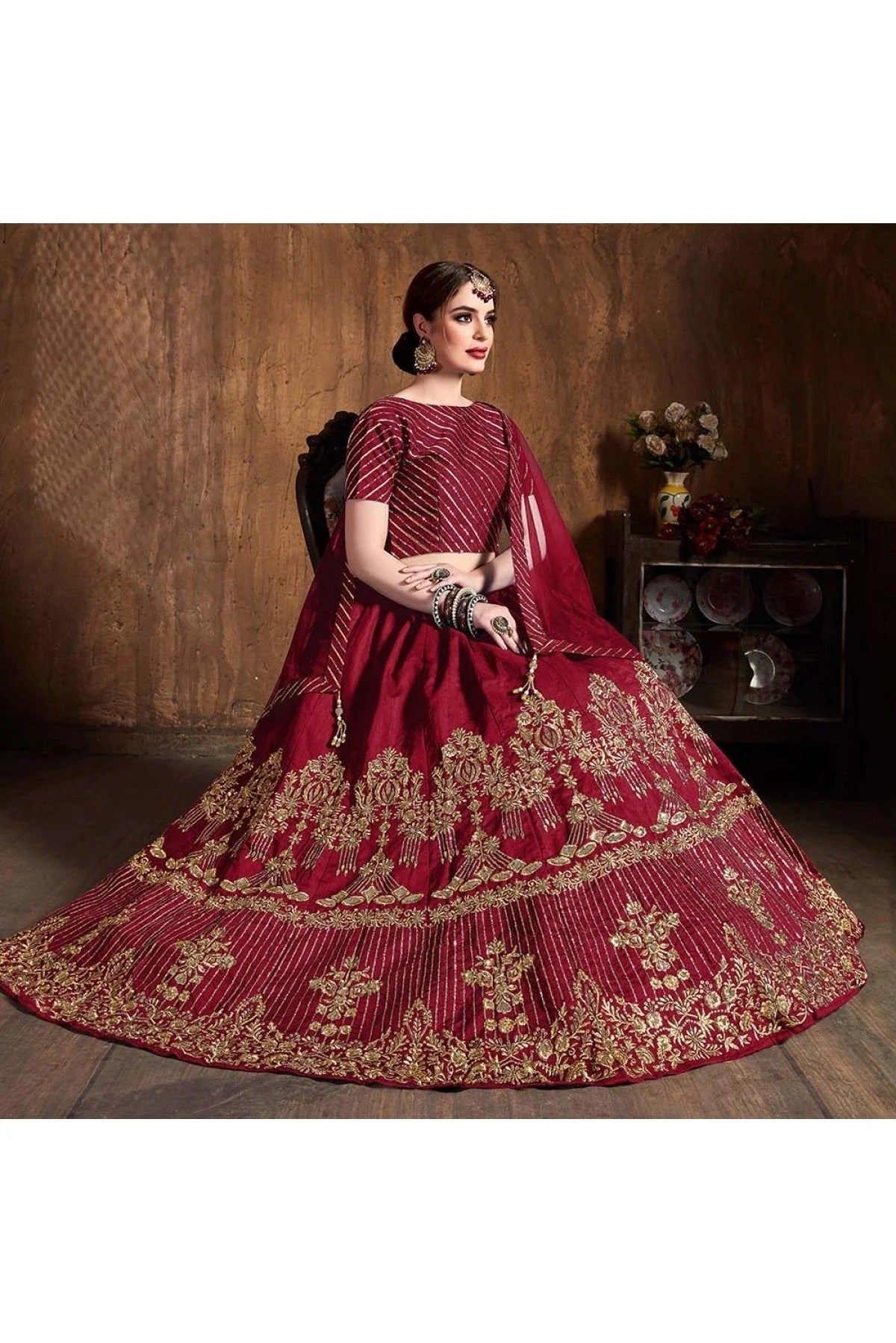 Maroon Art Silk Lehenga Choli NCLC10110311