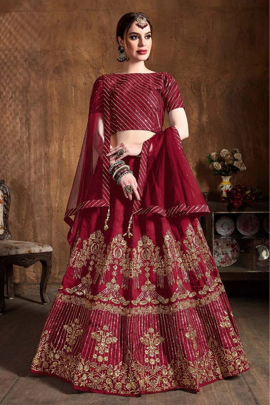 Maroon Art Silk Lehenga Choli NCLC10110311