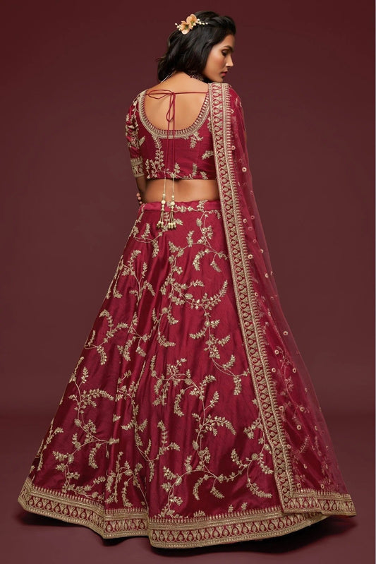 Maroon Art Silk Lehenga Choli NCLC10110339