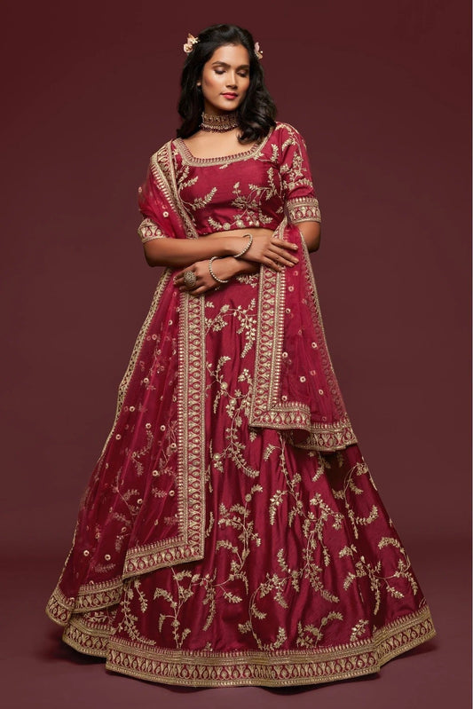 Maroon Art Silk Lehenga Choli NCLC10110339