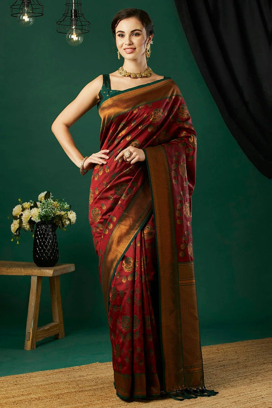 Maroon Banarasi Silk Traditional Saree NCSD11111516