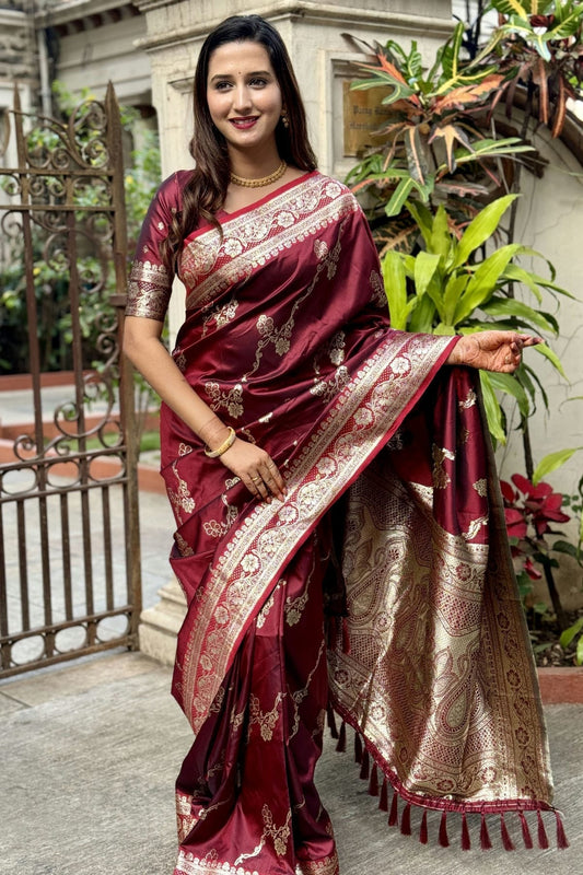Maroon Banarasi Silk Traditional Saree NCSD11111632