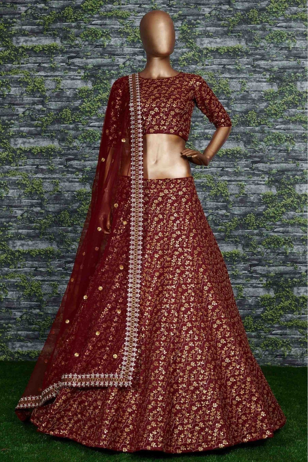 Maroon Banglori Silk Lehenga Choli NCLC10110254