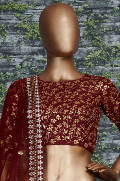 Maroon Banglori Silk Lehenga Choli NCLC10110254