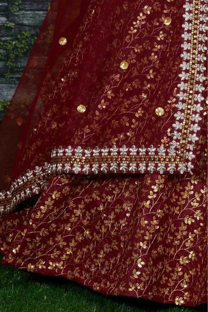 Maroon Banglori Silk Lehenga Choli NCLC10110254