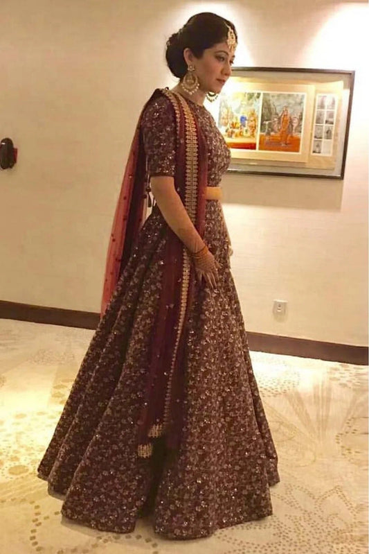 Maroon Banglori Silk Lehenga Choli NCLC10110254