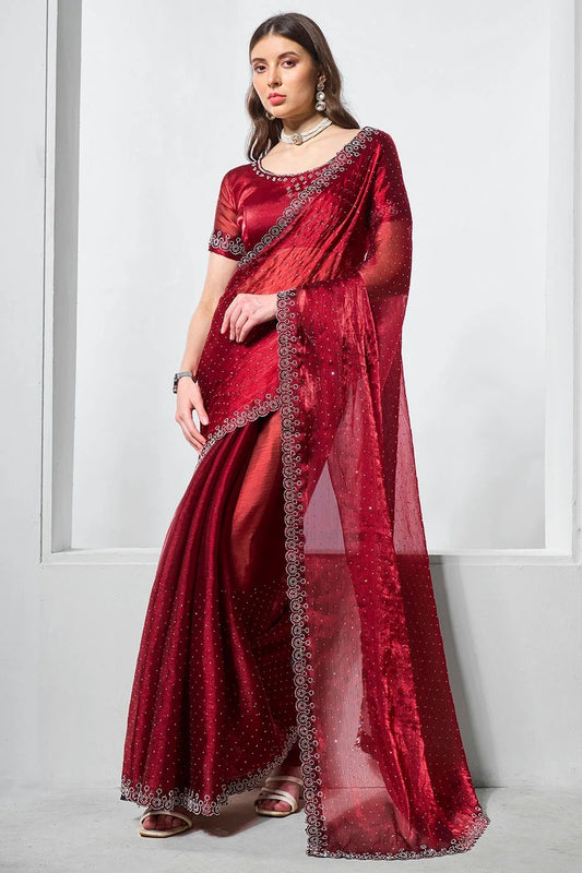 Maroon Burburry Designer Saree NCSD11111795
